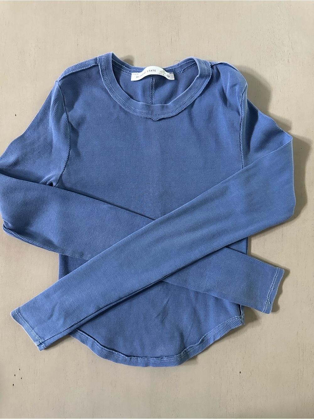 Altar'd State Blue Ribbed Long Sleeve Top Seam Back - XXS - Like New - Picture 1 of 4